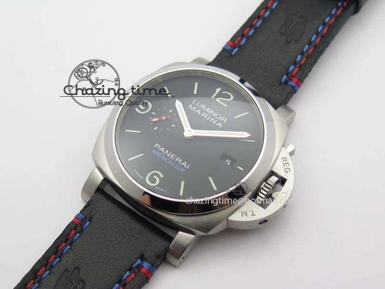 PAM727 T America’s Cup V6F 1:1 Best Edition On Thick Black Leather Strap P Upgraded 8478