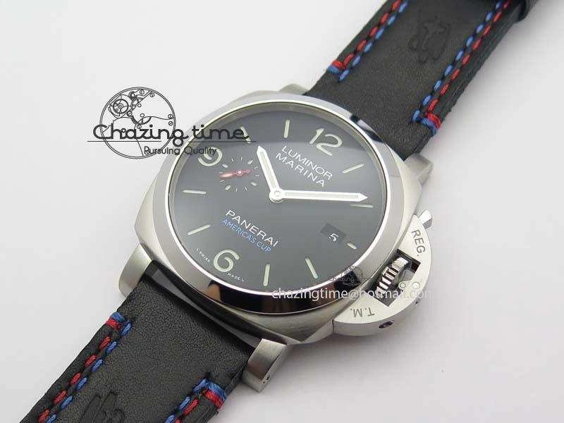 PAM727 T America’s Cup V6F 1:1 Best Edition On Thick Black Leather Strap P Upgraded 8478