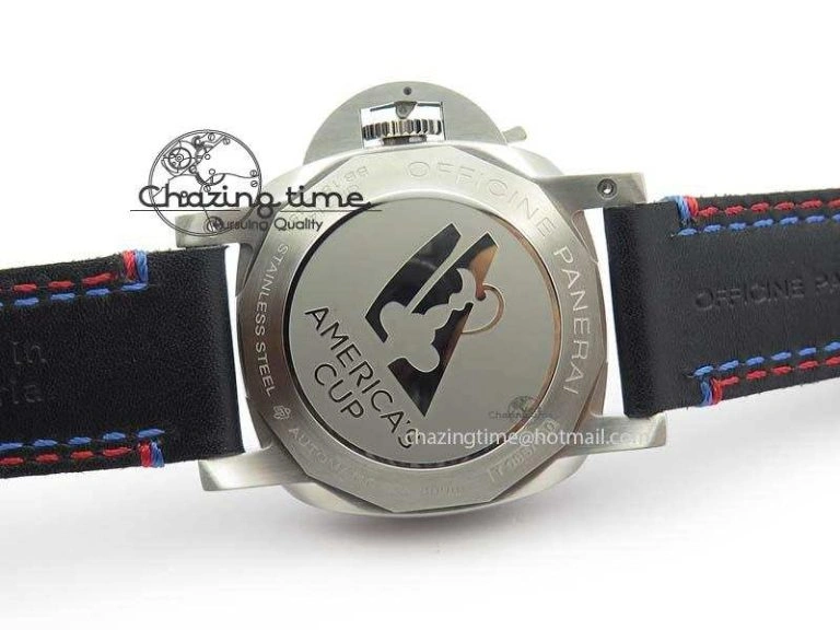 PAM727 T America’s Cup V6F 1:1 Best Edition On Thick Black Leather Strap P Upgraded 8478