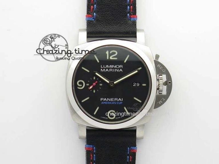 Original PAM727 T Lite V6F 1:1 Best Edition On Thick Black Leather Strap A23J 8472