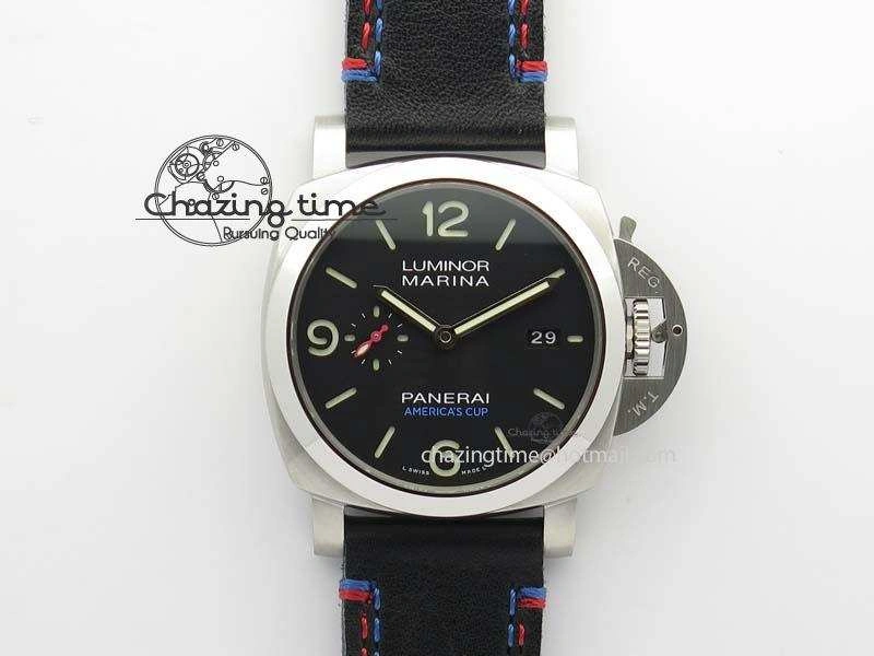 Original PAM727 T Lite V6F 1:1 Best Edition On Thick Black Leather Strap A23J 8472