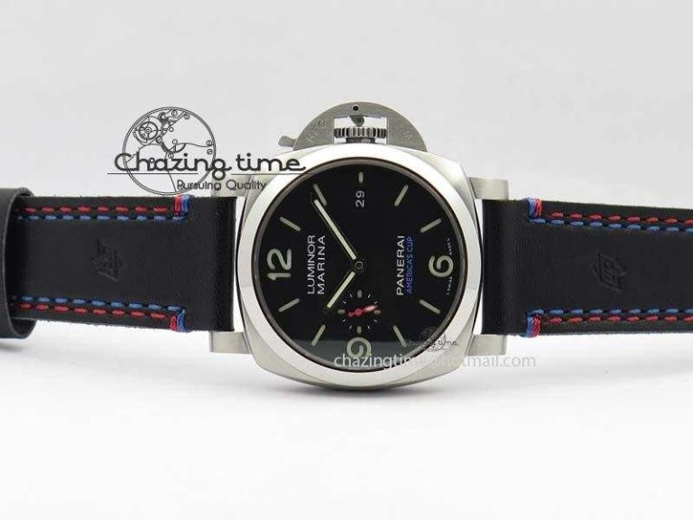 Original PAM727 T Lite V6F 1:1 Best Edition On Thick Black Leather Strap A23J 8472