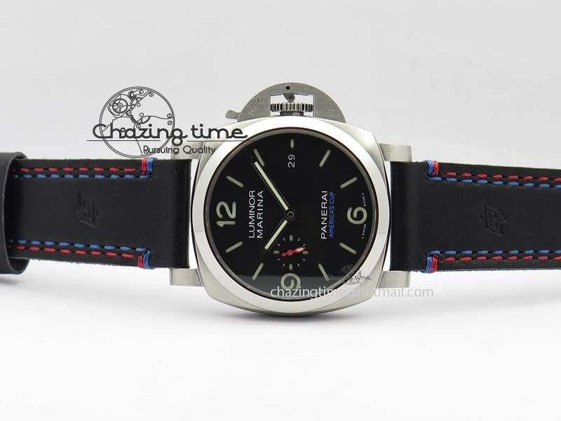 Original PAM727 T Lite V6F 1:1 Best Edition On Thick Black Leather Strap A23J 8472
