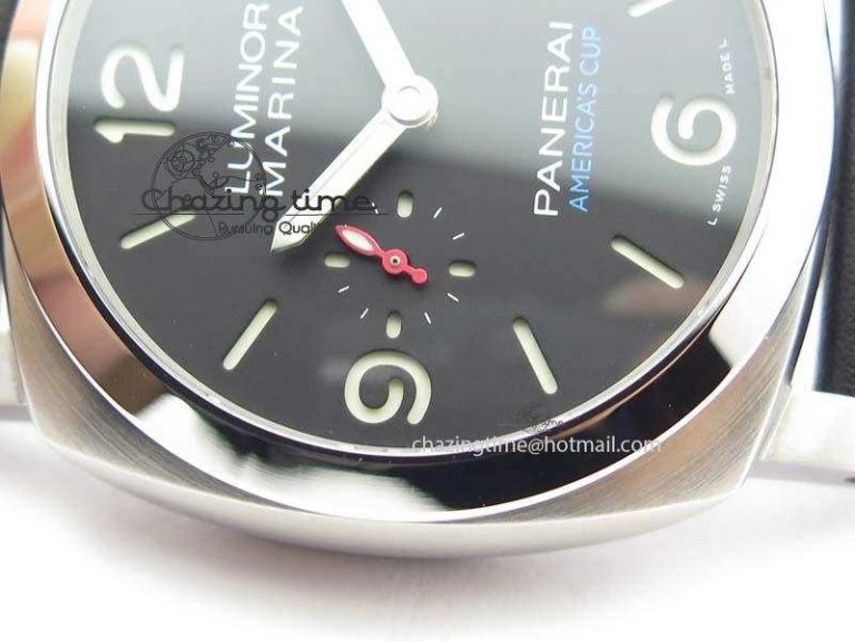 Original PAM727 T Lite V6F 1:1 Best Edition On Thick Black Leather Strap A23J 8472