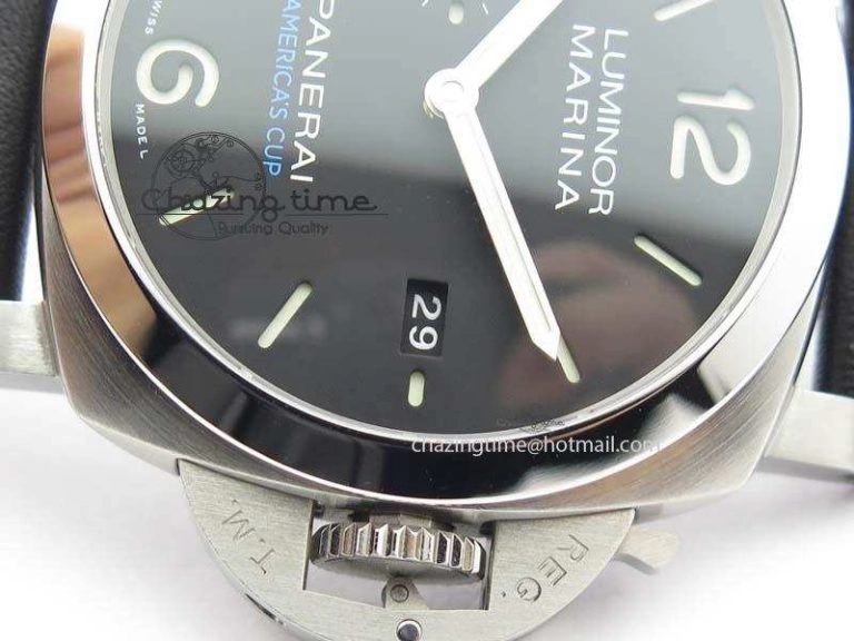 Original PAM727 T Lite V6F 1:1 Best Edition On Thick Black Leather Strap A23J 8472