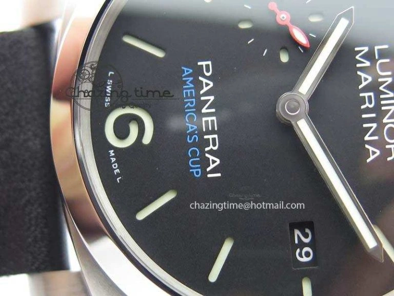Original PAM727 T Lite V6F 1:1 Best Edition On Thick Black Leather Strap A23J 8472
