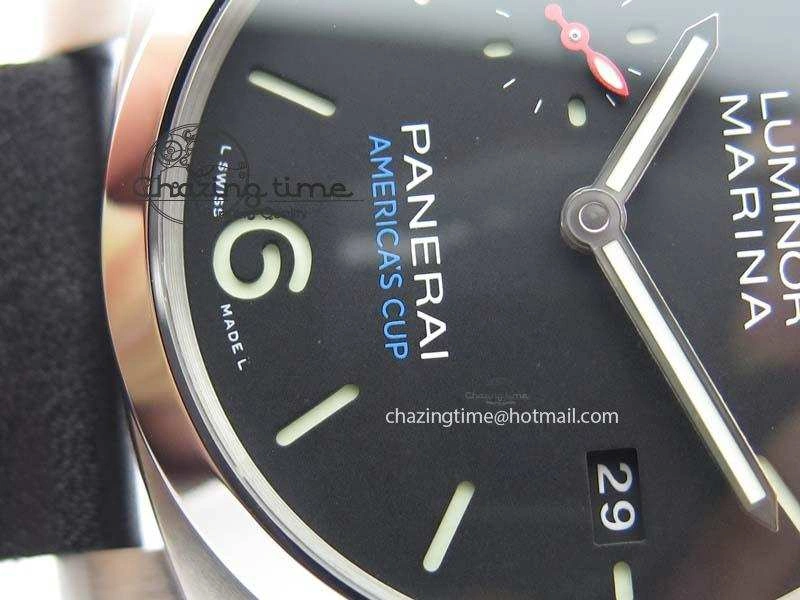 Original PAM727 T Lite V6F 1:1 Best Edition On Thick Black Leather Strap A23J 8472