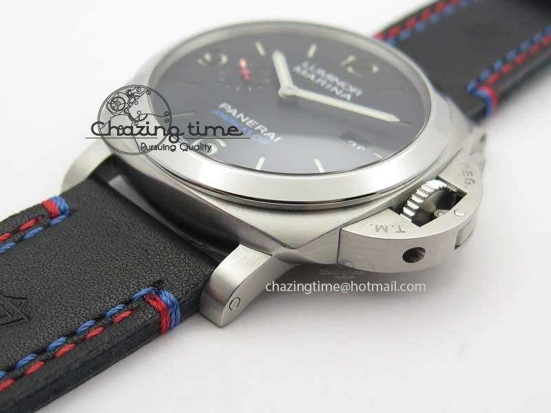 Original PAM727 T Lite V6F 1:1 Best Edition On Thick Black Leather Strap A23J 8472