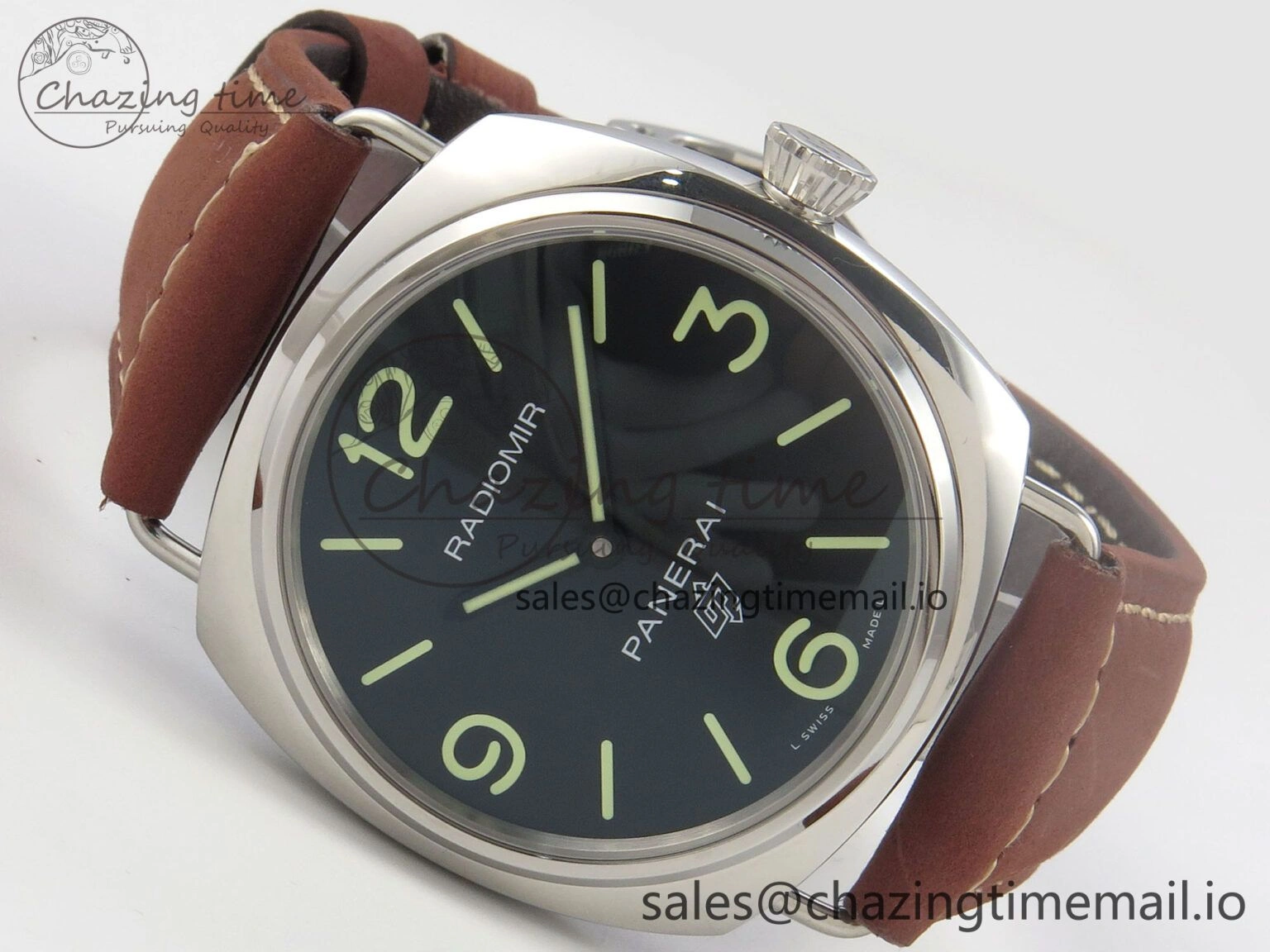 TimelessDesign PAM753 HWF 1:1 Best Edition Black Dial On Brown ASSO Leather Strap A 8295