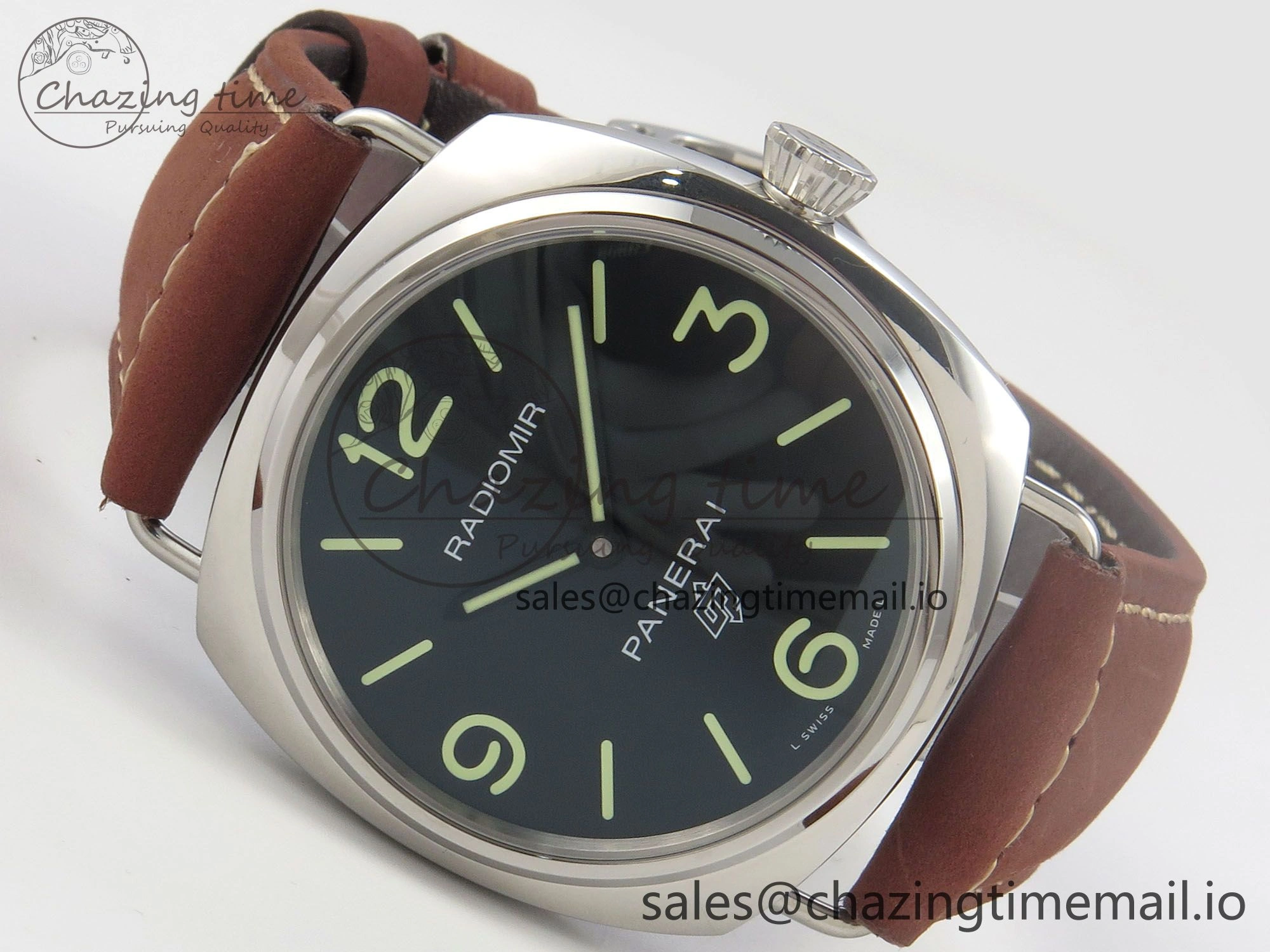 TimelessDesign PAM753 HWF 1:1 Best Edition Black Dial On Brown ASSO Leather Strap A 8295