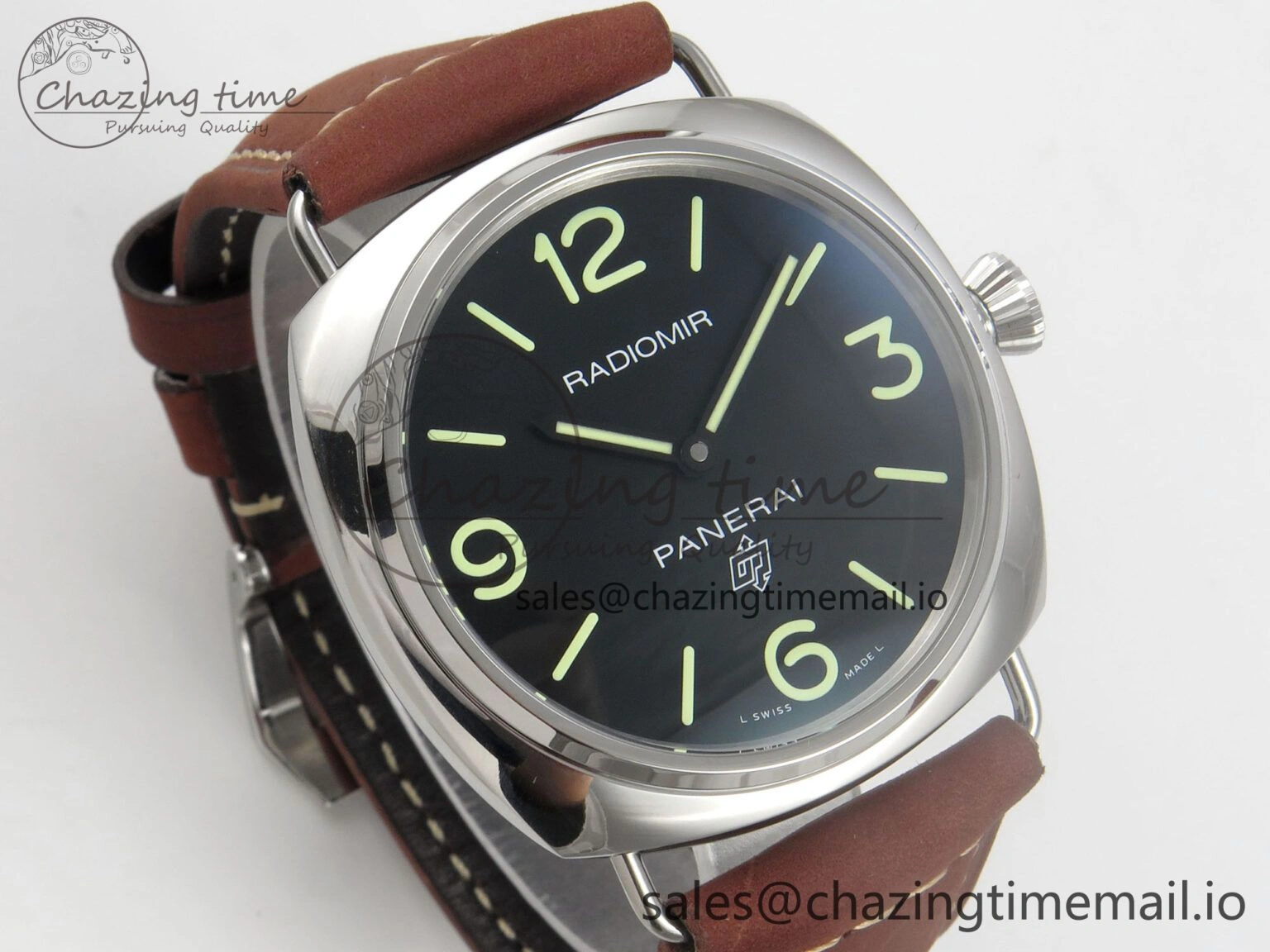 TimelessDesign PAM753 HWF 1:1 Best Edition Black Dial On Brown ASSO Leather Strap A 8295