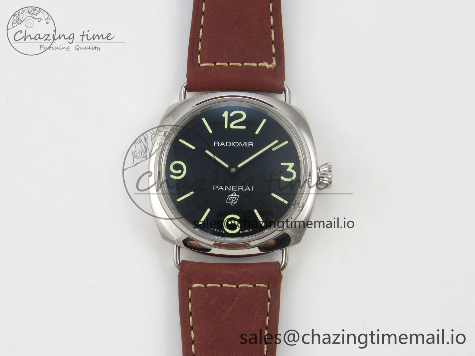 TimelessDesign PAM753 HWF 1:1 Best Edition Black Dial On Brown ASSO Leather Strap A 8295
