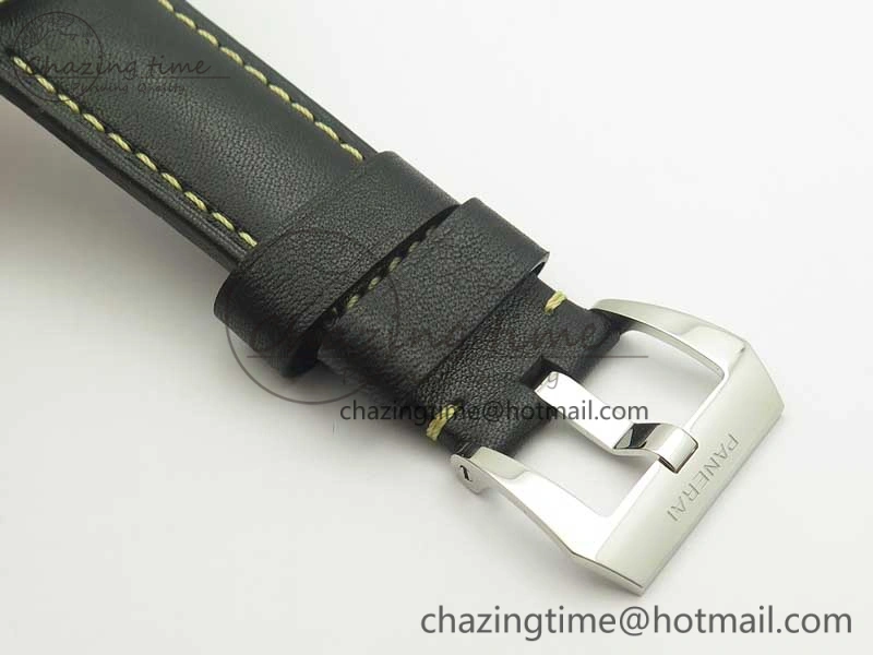 Flexible PAM773 Luminor Base Logo 3 Days Acciaio XF 1:1 Best Edition Black Dial On Black Leather Strap A 8430
