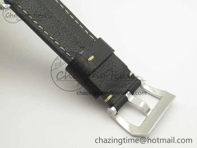 Flexible PAM773 Luminor Base Logo 3 Days Acciaio XF 1:1 Best Edition Black Dial On Black Leather Strap A 8430