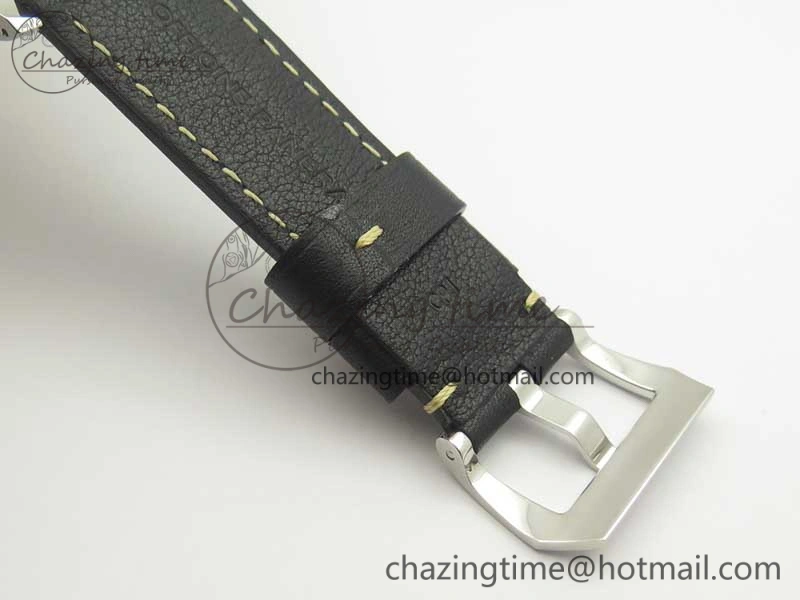 Flexible PAM773 Luminor Base Logo 3 Days Acciaio XF 1:1 Best Edition Black Dial On Black Leather Strap A 8430