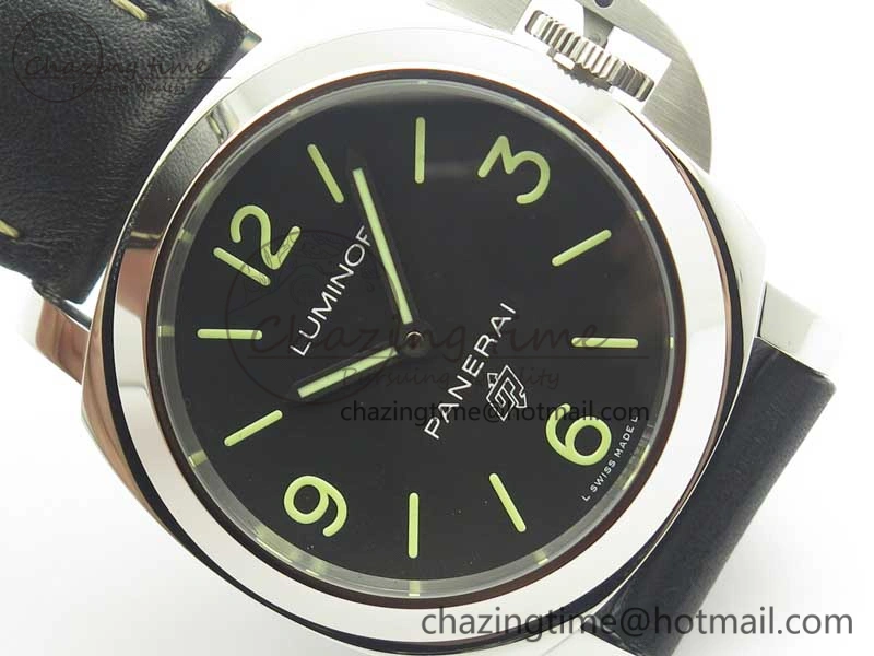 Flexible PAM773 Luminor Base Logo 3 Days Acciaio XF 1:1 Best Edition Black Dial On Black Leather Strap A 8430