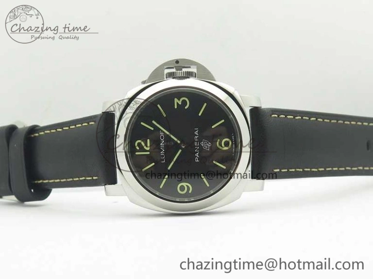 Flexible PAM773 Luminor Base Logo 3 Days Acciaio XF 1:1 Best Edition Black Dial On Black Leather Strap A 8430