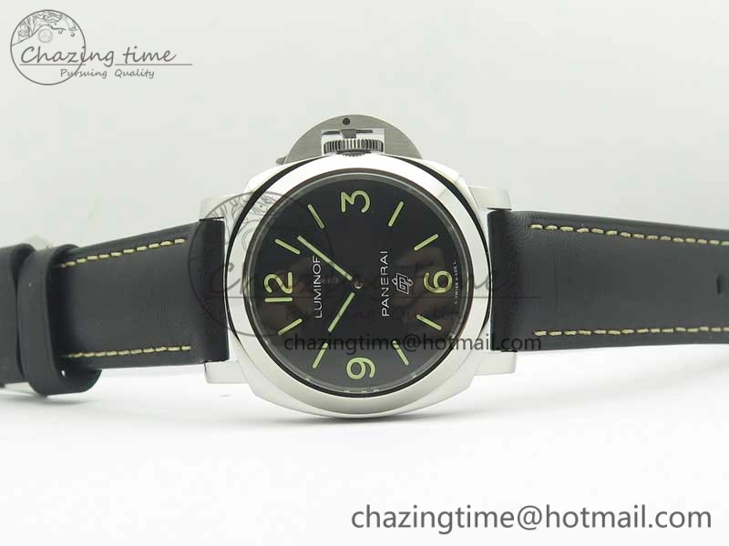 Flexible PAM773 Luminor Base Logo 3 Days Acciaio XF 1:1 Best Edition Black Dial On Black Leather Strap A 8430