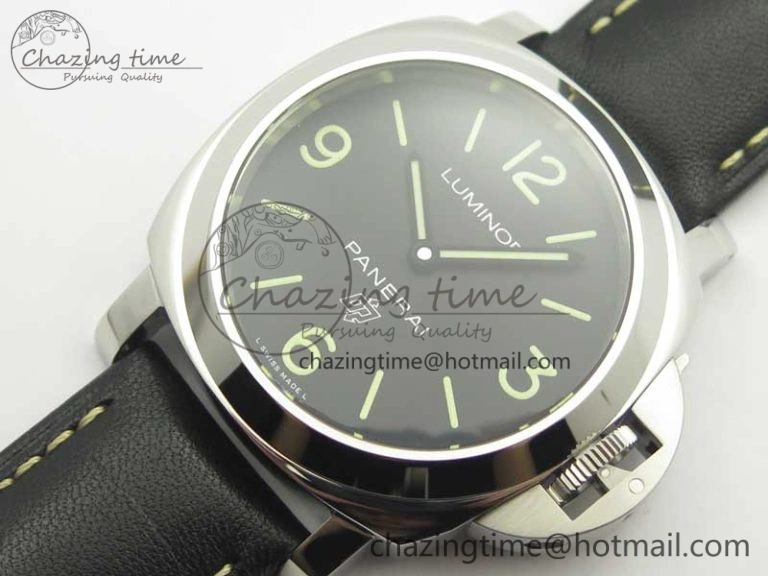 Flexible PAM773 Luminor Base Logo 3 Days Acciaio XF 1:1 Best Edition Black Dial On Black Leather Strap A 8430