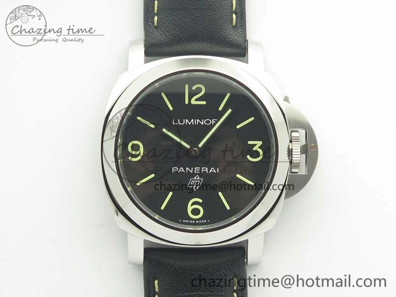 Flexible PAM773 Luminor Base Logo 3 Days Acciaio XF 1:1 Best Edition Black Dial On Black Leather Strap A 8430