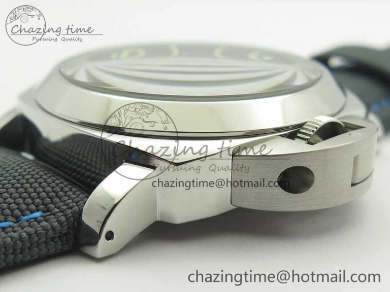 TimelessDesign PAM774 Luminor Base Blue Logo 3 Days Acciaio XF 1:1 Best Edition Black Dial On Blue Nylon Strap A 8445
