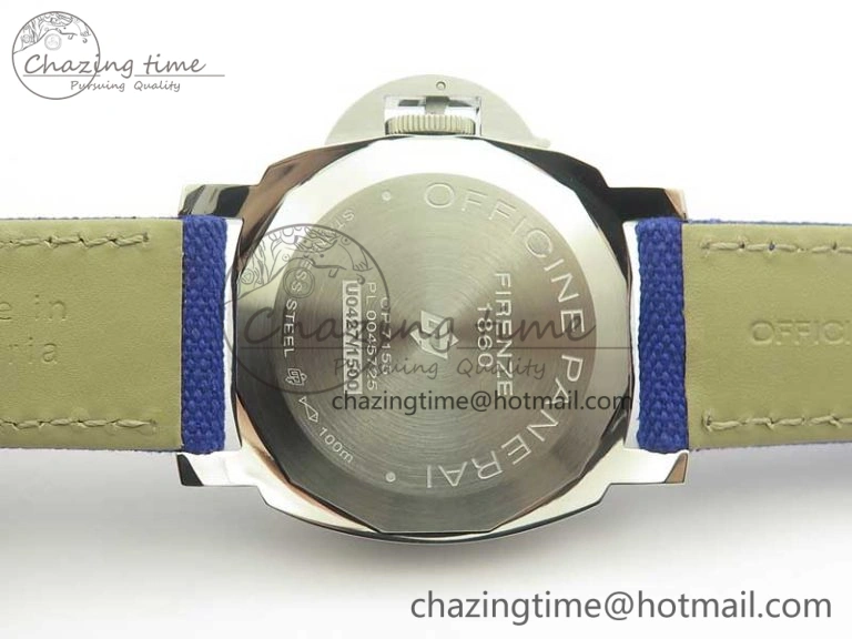 Durable PAM777 Luminor Base Blue Logo 3 Days Acciaio XF 1:1 Best Edition Black Dial on Blue Nylon Strap A 8429