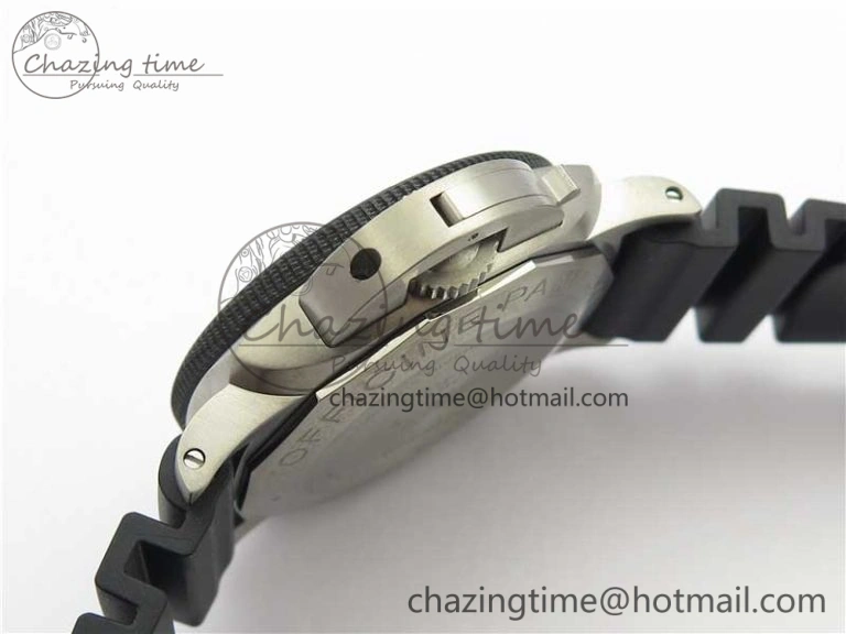 PAM799 Titanium VSF Best Edition Carbotech Bezel Black Dial on Rubber Strap P.9010 Clone Functional 8420