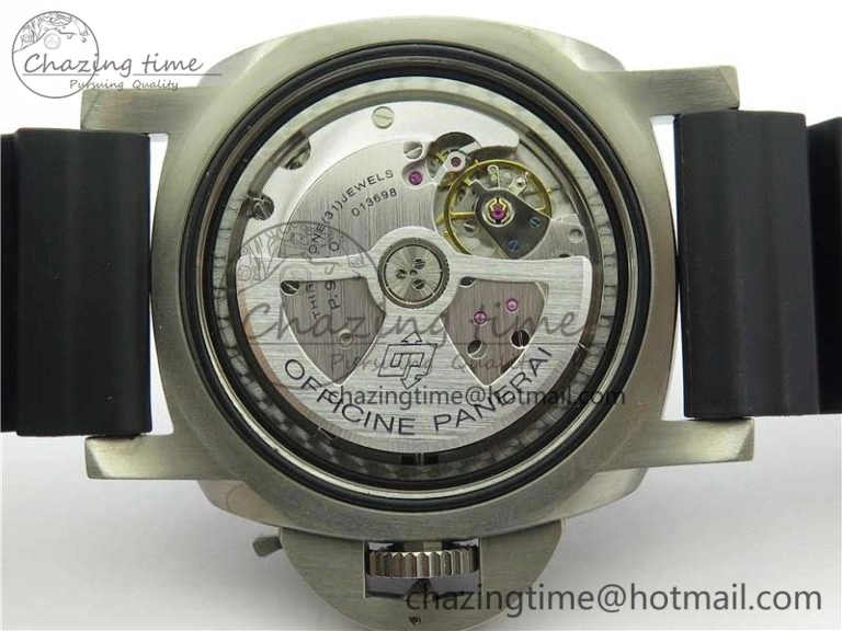 PAM799 Titanium VSF Best Edition Carbotech Bezel Black Dial on Rubber Strap P.9010 Clone Functional 8420