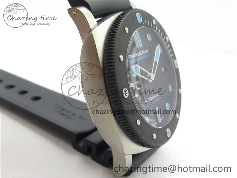 PAM799 Titanium VSF Best Edition Carbotech Bezel Black Dial on Rubber Strap P.9010 Clone Functional 8420
