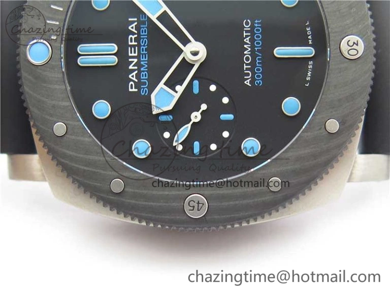 PAM799 Titanium VSF Best Edition Carbotech Bezel Black Dial on Rubber Strap P.9010 Clone Functional 8420