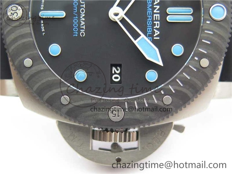 PAM799 Titanium VSF Best Edition Carbotech Bezel Black Dial on Rubber Strap P.9010 Clone Functional 8420