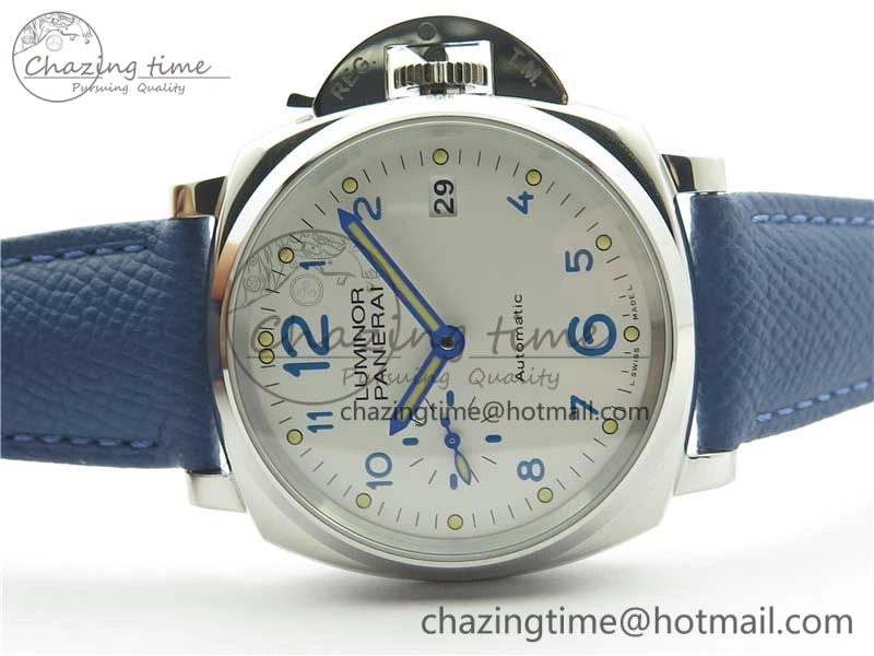 Seasonal PAM906 Luminor Due VSF Best Edition White Dial on Blue Leather Strap AXXXIV 8412