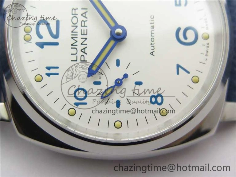 Seasonal PAM906 Luminor Due VSF Best Edition White Dial on Blue Leather Strap AXXXIV 8412
