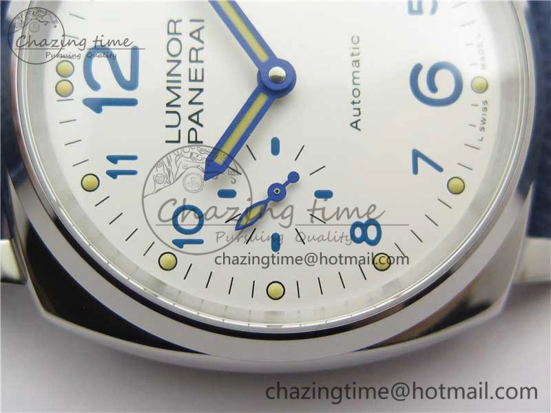 Seasonal PAM906 Luminor Due VSF Best Edition White Dial on Blue Leather Strap AXXXIV 8412