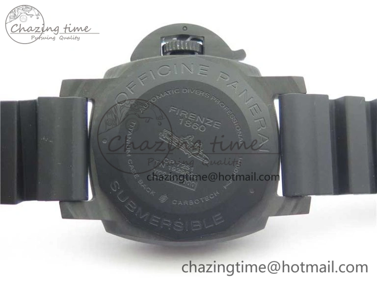 PAM960 Carbotech 42mm VSF Best Edition Black Dial Blue Markers on Rubber Strap P.9010 Clone Lightweight 8417