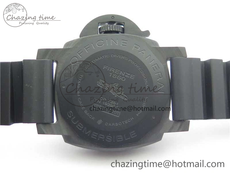PAM960 Carbotech 42mm VSF Best Edition Black Dial Blue Markers on Rubber Strap P.9010 Clone Lightweight 8417