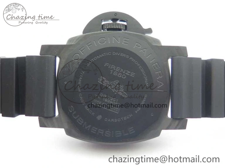 PAM960 Carbotech 42mm VSF Best Edition Black Dial Blue Markers on Rubber Strap P.9010 Clone Lightweight 8417