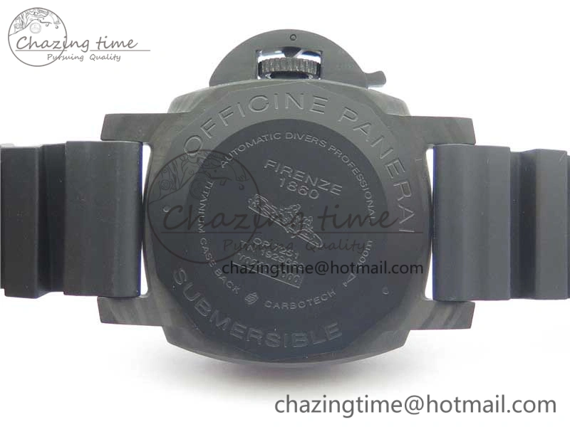 PAM960 Carbotech 42mm VSF Best Edition Black Dial Blue Markers on Rubber Strap P.9010 Clone Lightweight 8417