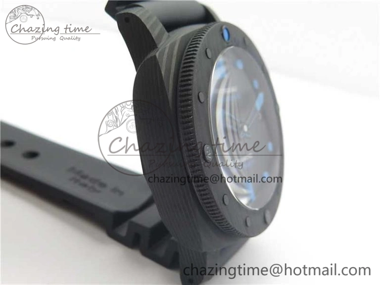 PAM960 Carbotech 42mm VSF Best Edition Black Dial Blue Markers on Rubber Strap P.9010 Clone Lightweight 8417