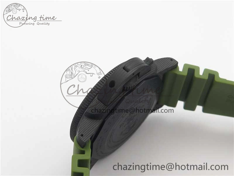 Comfortable PAM961 Carbotech VSF Best Edition Carbon Dial on Green Rubber Strap P.9010 Clone 8414