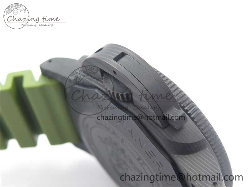 Comfortable PAM961 Carbotech VSF Best Edition Carbon Dial on Green Rubber Strap P.9010 Clone 8414