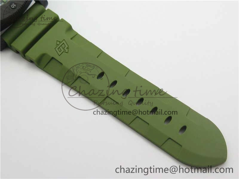 Comfortable PAM961 Carbotech VSF Best Edition Carbon Dial on Green Rubber Strap P.9010 Clone 8414