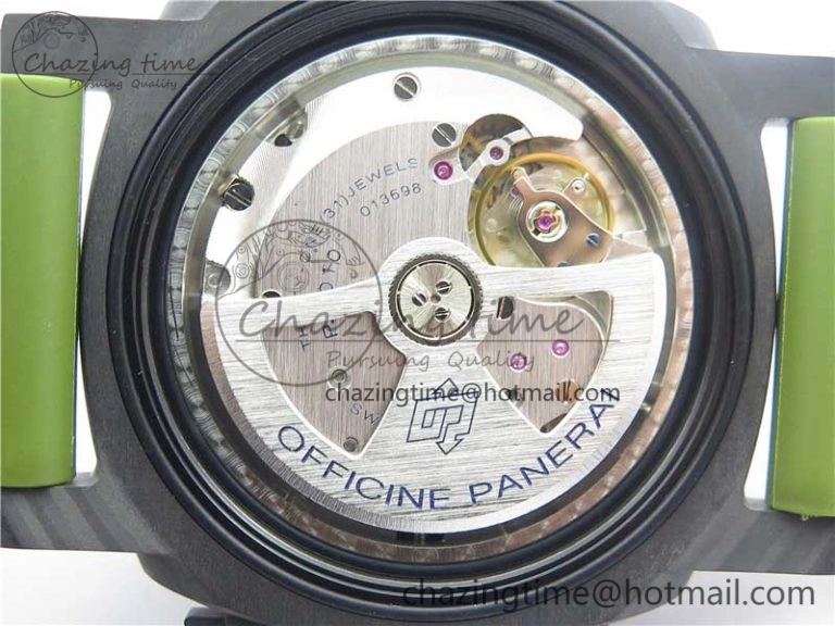 Comfortable PAM961 Carbotech VSF Best Edition Carbon Dial on Green Rubber Strap P.9010 Clone 8414
