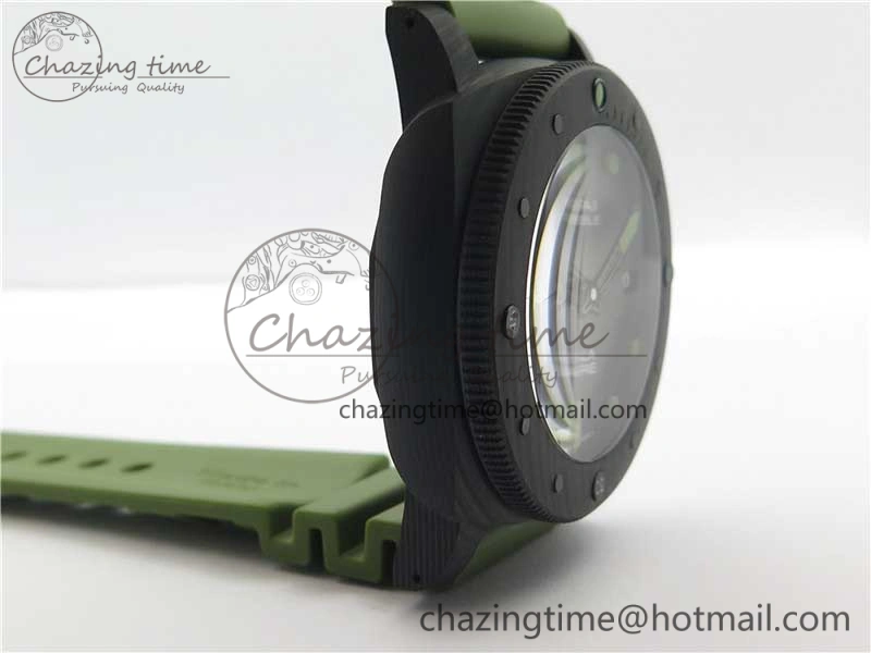 Comfortable PAM961 Carbotech VSF Best Edition Carbon Dial on Green Rubber Strap P.9010 Clone 8414