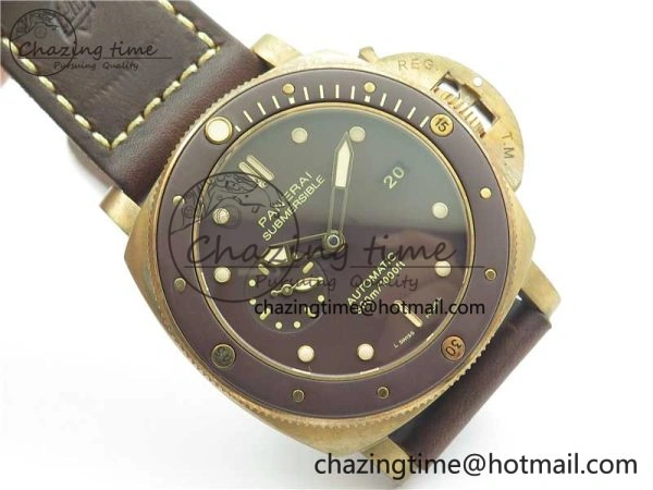 PAM968 V Bronzo ZF 1:1 Best Edition Brown Ceramic Bezel and Dial on Brown Strap P.9010 Clone Durable 8379