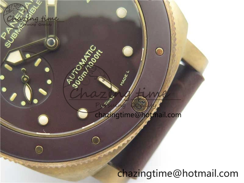 PAM968 V Bronzo ZF 1:1 Best Edition Brown Ceramic Bezel and Dial on Brown Strap P.9010 Clone Durable 8379