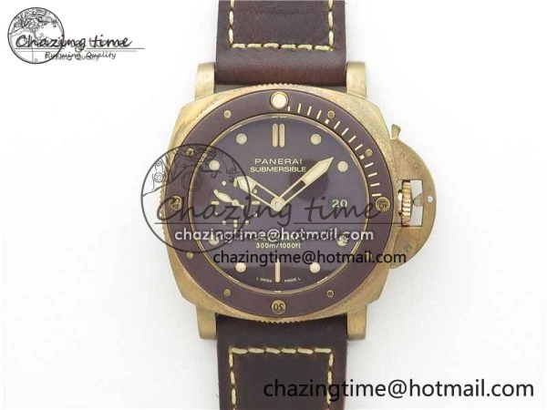 PAM968 V Bronzo ZF 1:1 Best Edition Brown Ceramic Bezel and Dial on Brown Strap P.9010 Clone Durable 8379