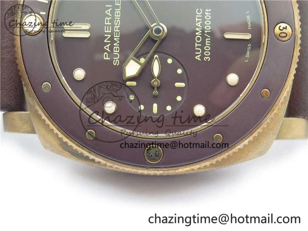 PAM968 V Bronzo ZF 1:1 Best Edition Brown Ceramic Bezel and Dial on Brown Strap P.9010 Clone Durable 8379