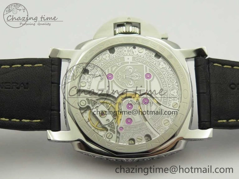 PAM972 Luminor 1950 Firenze 3 Days Engraved Case & Movement V9F Best Edition on Black Leather Strap P.3000 Super Clone Unisex 8423