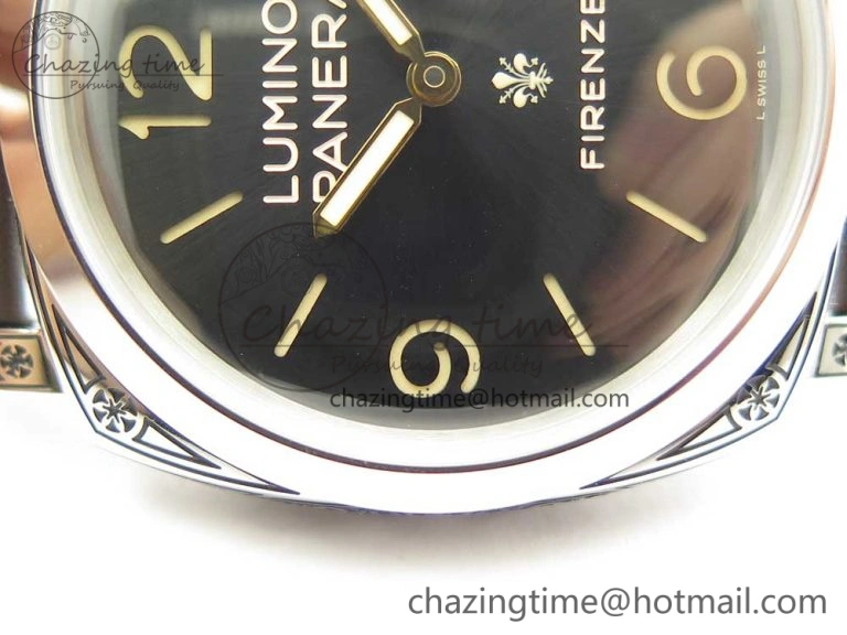 Compact PAM972 Luminor 1950 Firenze 3 Days Engraved Case & Movement V9F Best Edition on Brown Leather Strap P.3000 Super Clone 8422